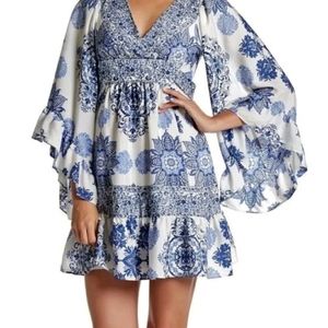 Betsey Johnson Ruffle Wrap Boho Mini Dress. Sz 14